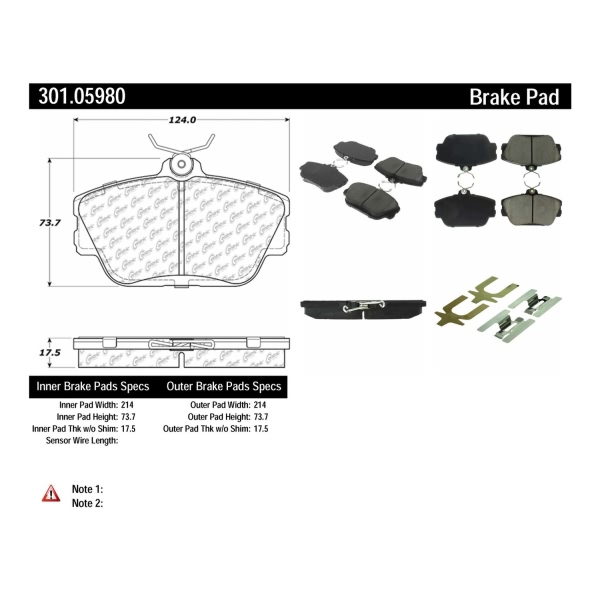 Centric Premium Ceramic Front Disc Brake Pads 301.05980