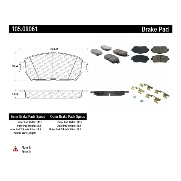 Centric Posi Quiet™ Ceramic Front Disc Brake Pads 105.09061