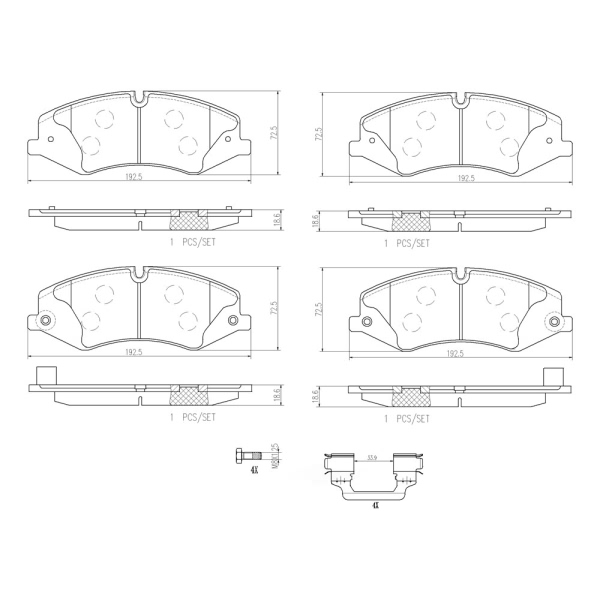 brembo Premium Ceramic Front Disc Brake Pads P44022N