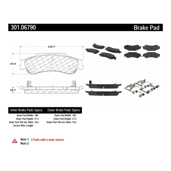 Centric Premium Ceramic Front Disc Brake Pads 301.06790