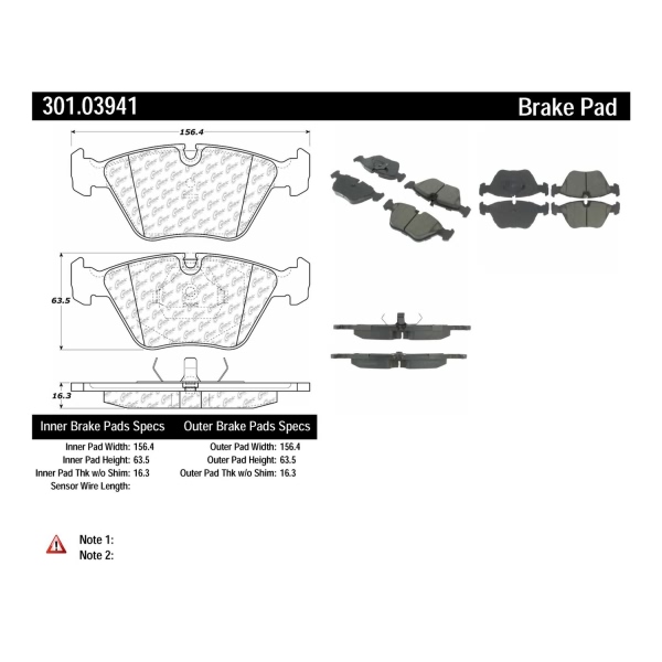 Centric Premium Ceramic Front Disc Brake Pads 301.03941