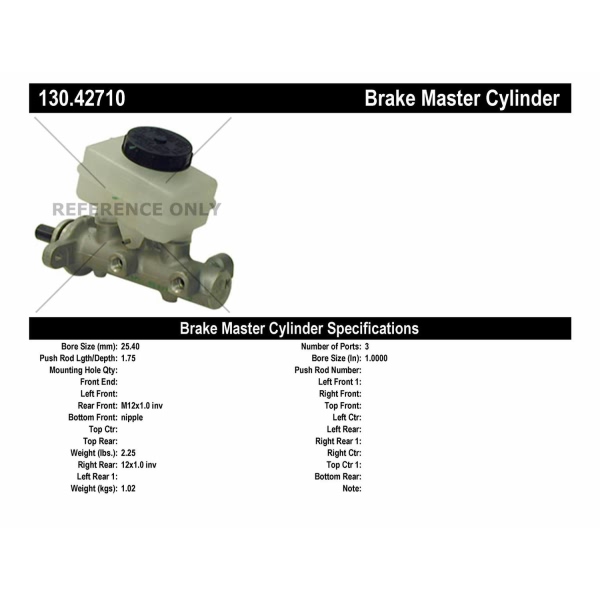Centric Premium Brake Master Cylinder 130.42710