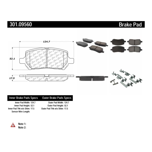 Centric Premium Ceramic Front Disc Brake Pads 301.09560