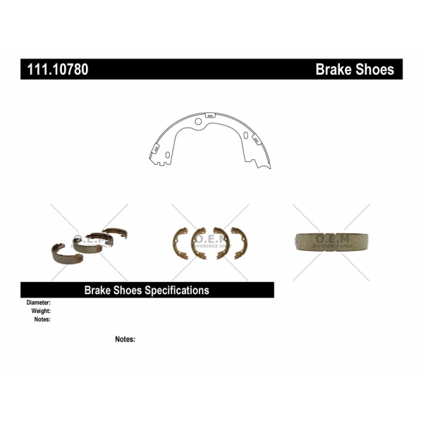 Centric Premium Rear Parking Brake Shoes 111.10780