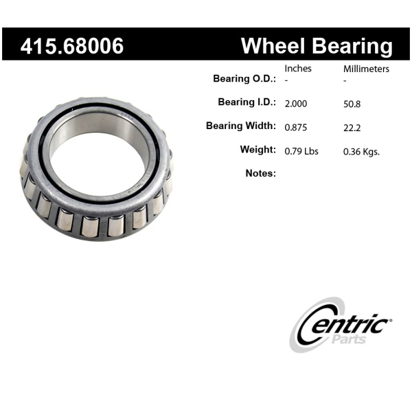 Centric Premium™ Rear Driver Side Outer Wheel Bearing 415.68006