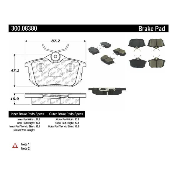 Centric Premium Semi-Metallic Rear Disc Brake Pads 300.08380