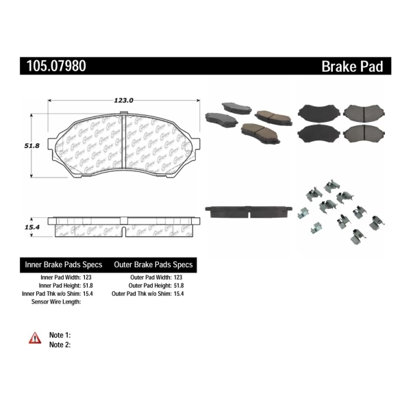 Centric Posi Quiet™ Ceramic Front Disc Brake Pads 105.07980