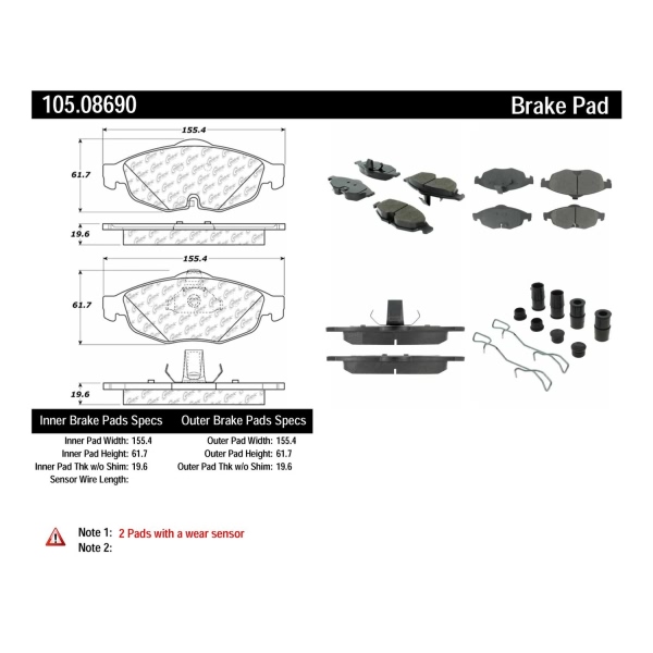 Centric Posi Quiet™ Ceramic Front Disc Brake Pads 105.08690