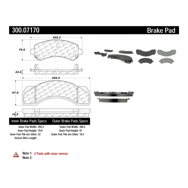 Centric Premium Semi-Metallic Front Disc Brake Pads 300.07170