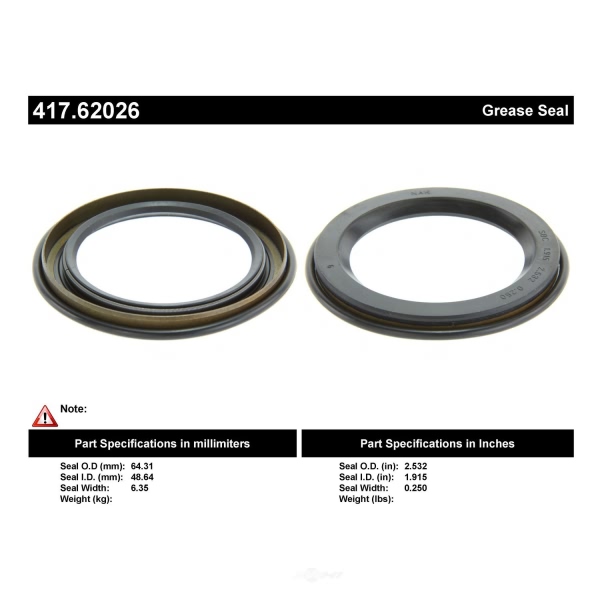 Centric Premium™ Rear Wheel Seal Kit 417.62026