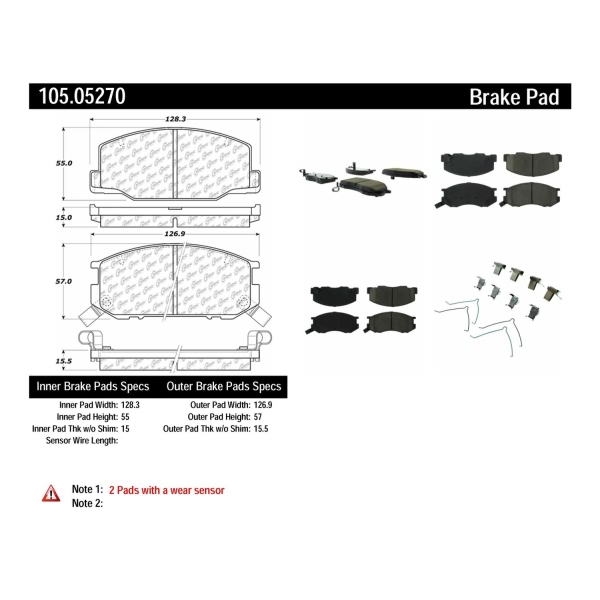 Centric Posi Quiet™ Ceramic Front Disc Brake Pads 105.05270