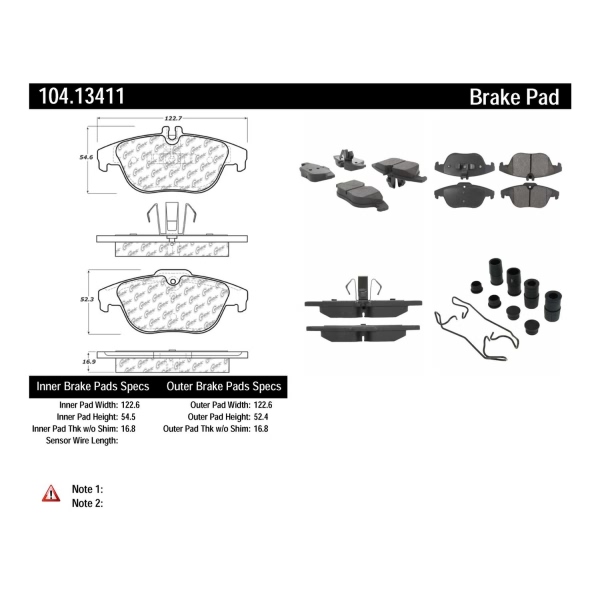 Centric Posi Quiet™ Semi-Metallic Rear Disc Brake Pads 104.13411