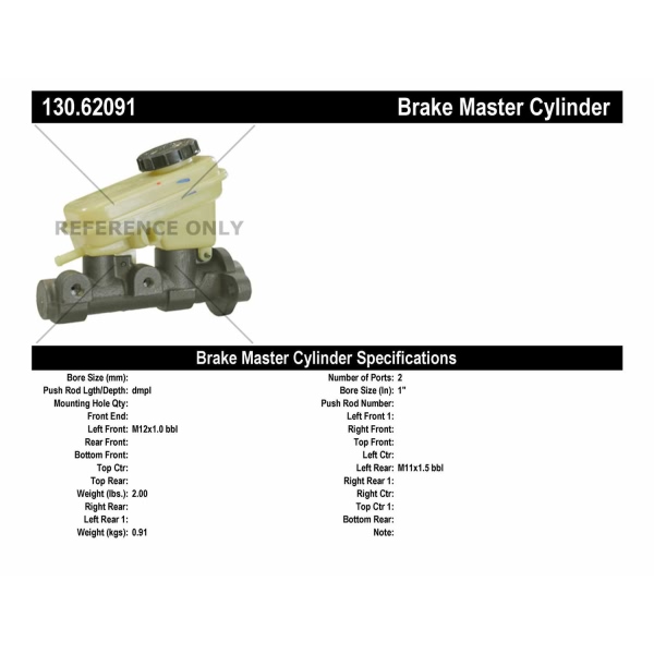 Centric Premium Brake Master Cylinder 130.62091