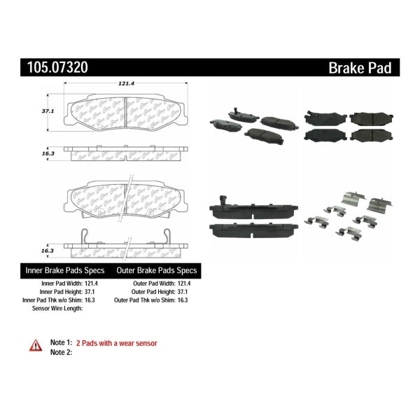 Centric Posi Quiet™ Ceramic Rear Disc Brake Pads 105.07320