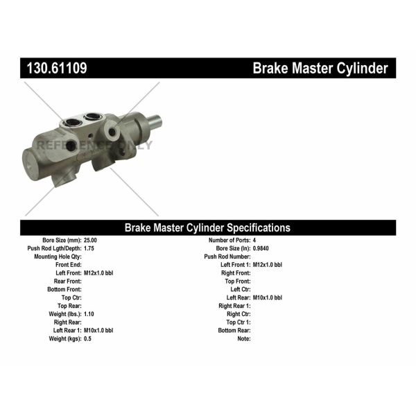 Centric Premium Brake Master Cylinder 130.61109