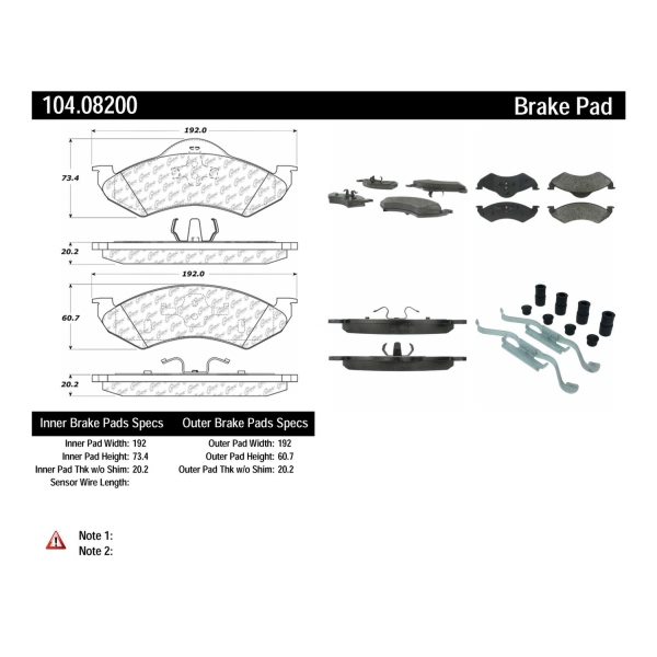 Centric Posi Quiet™ Semi-Metallic Front Disc Brake Pads 104.08200
