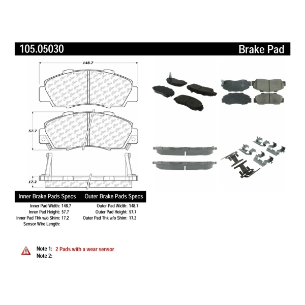 Centric Posi Quiet™ Ceramic Front Disc Brake Pads 105.05030