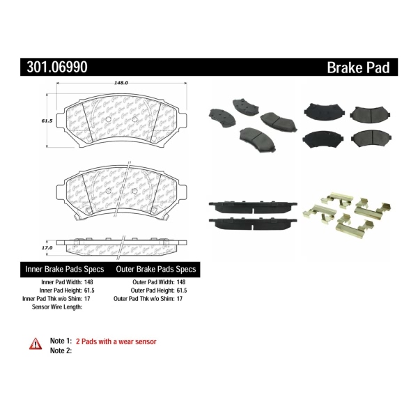 Centric Premium™ Ceramic Brake Pads With Shims And Hardware 301.06990