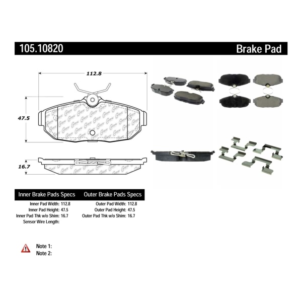 Centric Posi Quiet™ Ceramic Rear Disc Brake Pads 105.10820