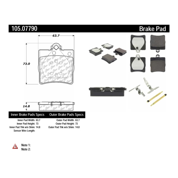 Centric Posi Quiet™ Ceramic Rear Disc Brake Pads 105.07790