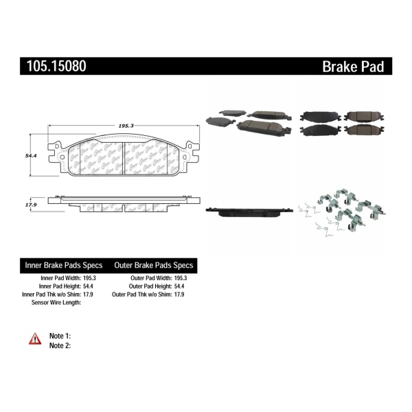 Centric Posi Quiet™ Ceramic Front Disc Brake Pads 105.15080