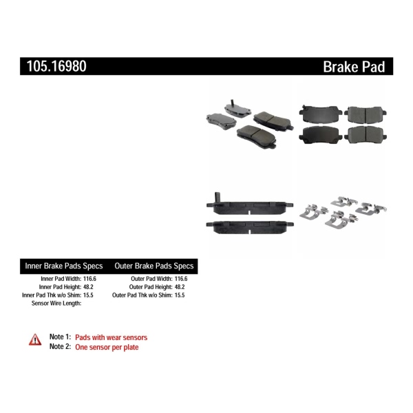 Centric Posi Quiet™ Ceramic Rear Disc Brake Pads 105.16980
