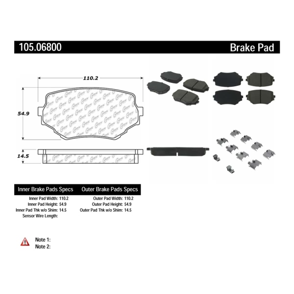 Centric Posi Quiet™ Ceramic Front Disc Brake Pads 105.06800