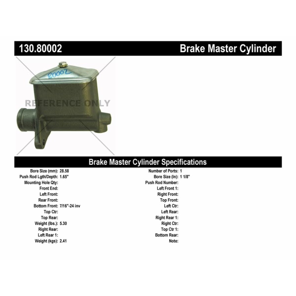 Centric Premium Brake Master Cylinder 130.80002