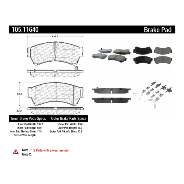 Centric Posi Quiet™ Ceramic Front Disc Brake Pads 105.11640
