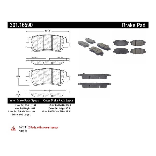 Centric Premium Ceramic Rear Disc Brake Pads 301.16590