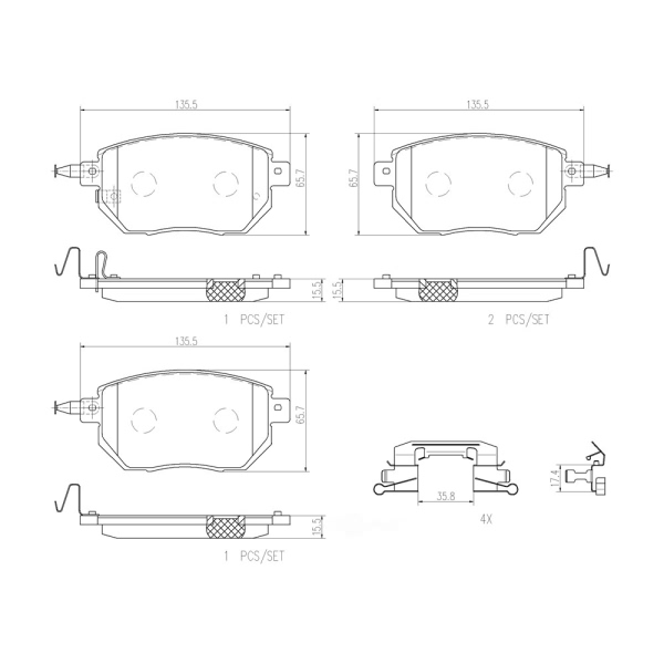 brembo Premium Ceramic Front Disc Brake Pads P56051N