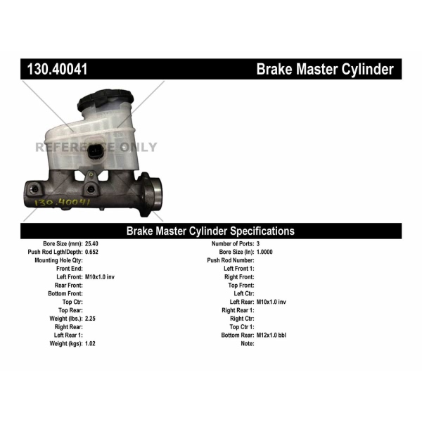 Centric Premium Brake Master Cylinder 130.40041