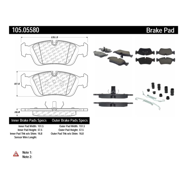 Centric Posi Quiet™ Ceramic Front Disc Brake Pads 105.05580