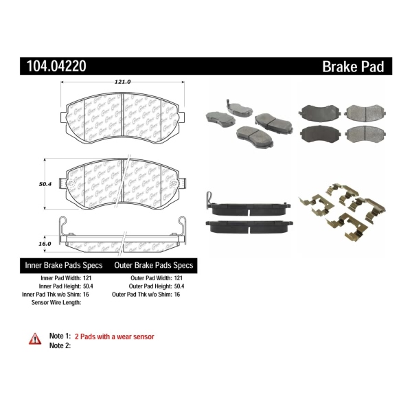 Centric Posi Quiet™ Semi-Metallic Front Disc Brake Pads 104.04220