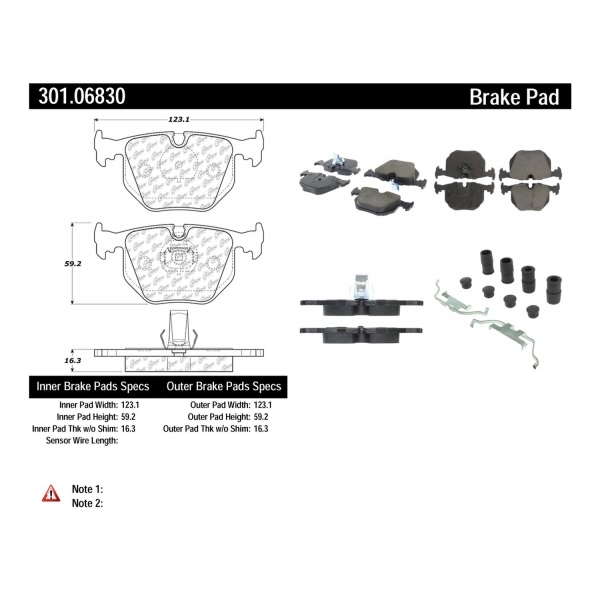 Centric Premium Ceramic Rear Disc Brake Pads 301.06830