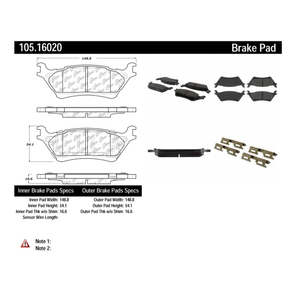 Centric Posi Quiet™ Ceramic Rear Disc Brake Pads 105.16020