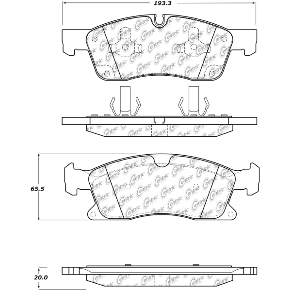 Centric Posi Quiet™ Semi-Metallic Front Disc Brake Pads 104.16290