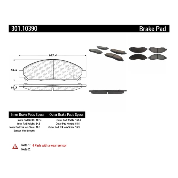 Centric Premium Ceramic Front Disc Brake Pads 301.10390