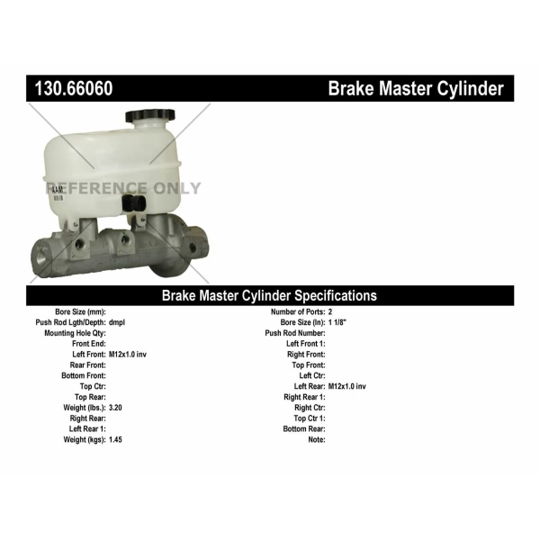 Centric Premium Brake Master Cylinder 130.66060