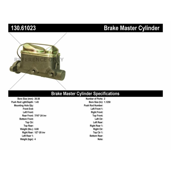 Centric Premium Brake Master Cylinder 130.61023