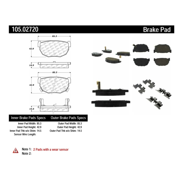 Centric Posi Quiet™ Ceramic Rear Disc Brake Pads 105.02720