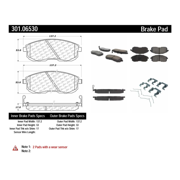 Centric Premium Ceramic Front Disc Brake Pads 301.06530