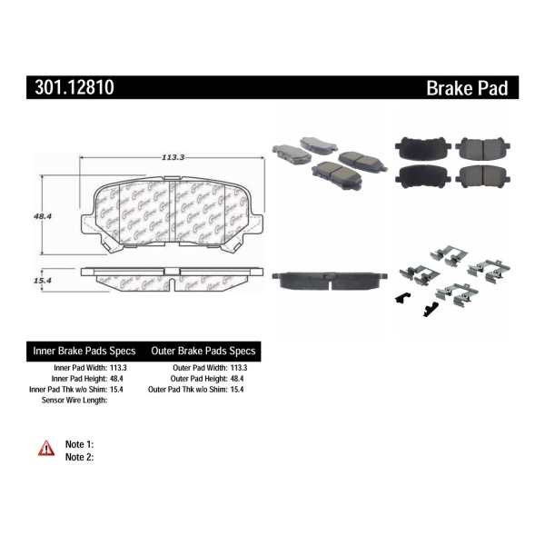Centric Premium Ceramic Rear Disc Brake Pads 301.12810