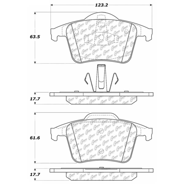 Centric Premium Semi-Metallic Rear Disc Brake Pads 300.09800