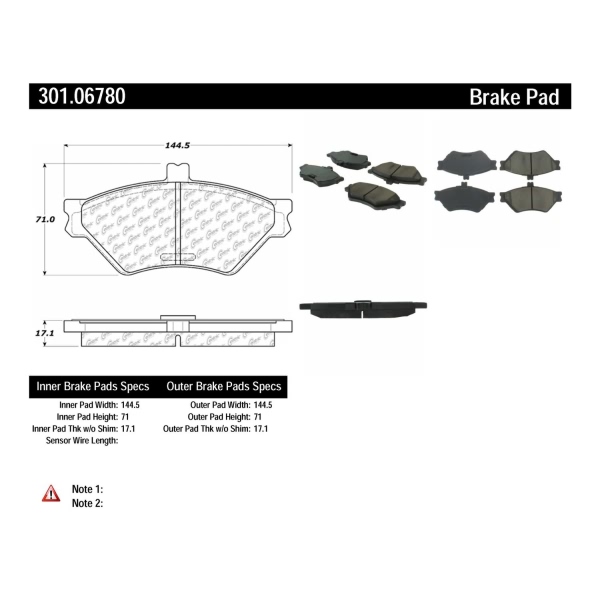 Centric Premium Ceramic Front Disc Brake Pads 301.06780