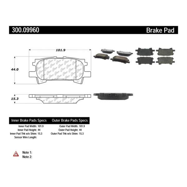 Centric Premium Semi-Metallic Rear Disc Brake Pads 300.09960
