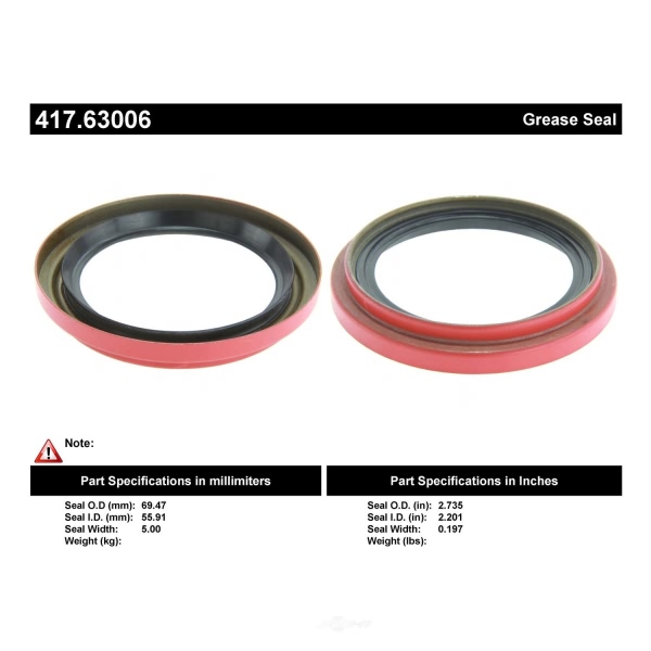 Centric Premium™ Front Inner Wheel Seal Kit 417.63006