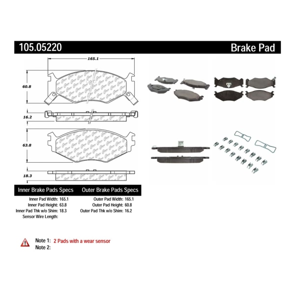 Centric Posi Quiet™ Ceramic Front Disc Brake Pads 105.05220