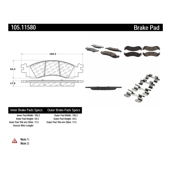 Centric Posi Quiet™ Ceramic Front Disc Brake Pads 105.11580