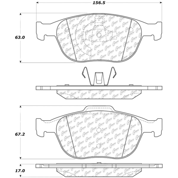 Centric Posi Quiet™ Extended Wear Semi-Metallic Front Disc Brake Pads 106.09700